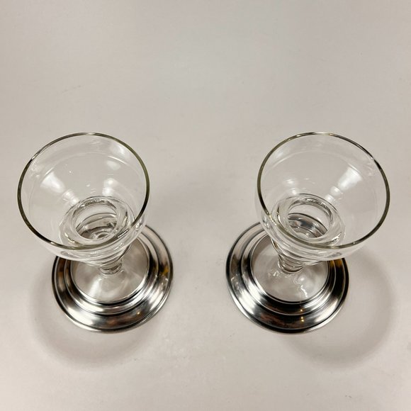 Vtg B I Candle Stick Holder Sterling Silver Base Cut Glass Lot of 2 - Picture 9 of 16